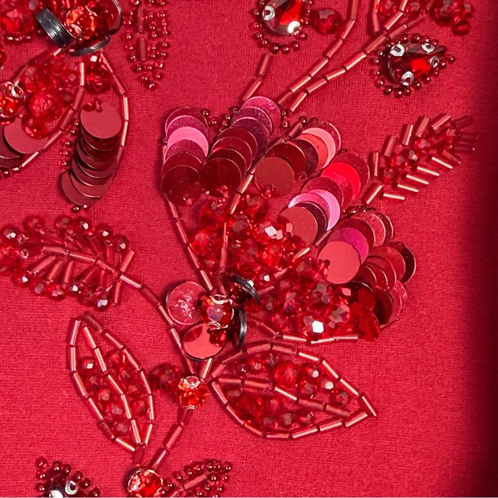 Chico Womens Red Allure Embellished Ponte Top sz 3X Cottagecore Stretch Casual - Picture 5 of 13